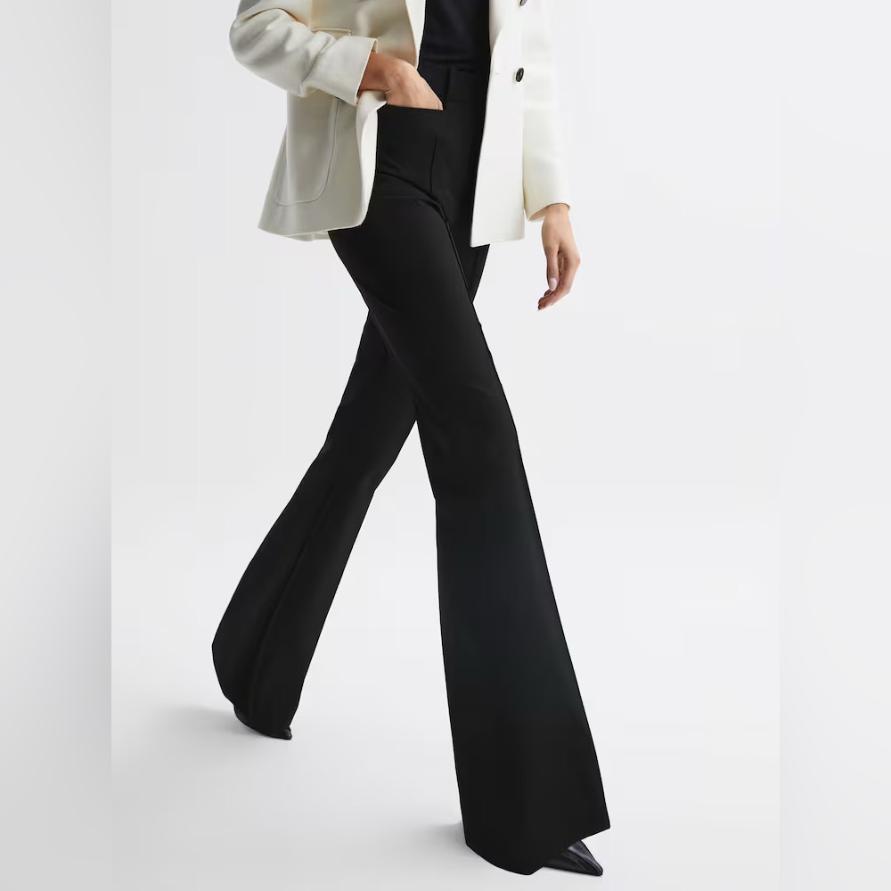 Reiss Black Boot-Cut Flare Trousers